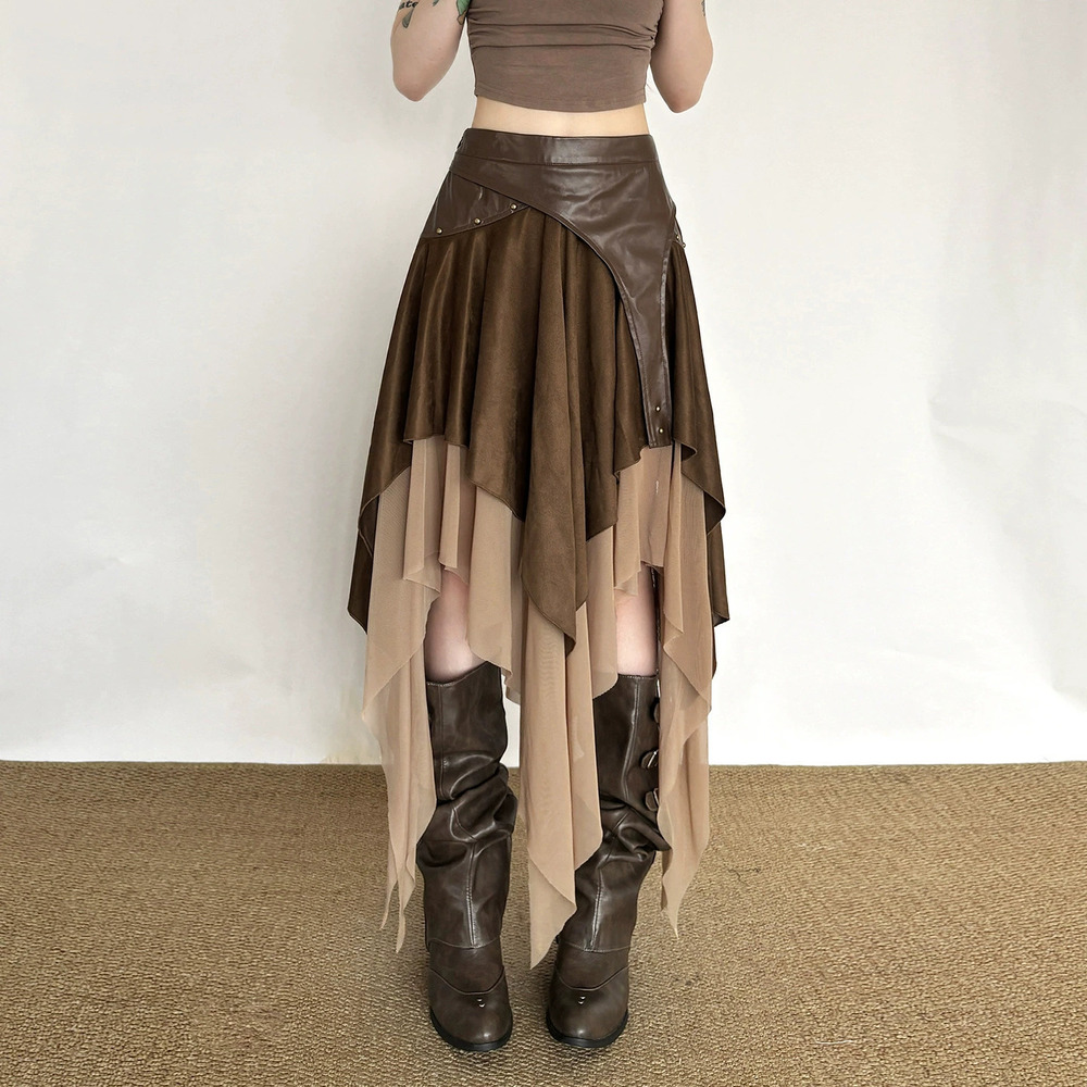ZARA Summer Retro Industrial Style Dark Gothic Subculture Niche Skirt